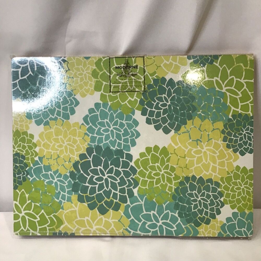 Jabara Moderné Set of 4 Hard Cork Backed 12" x 16" Placemats NEW
